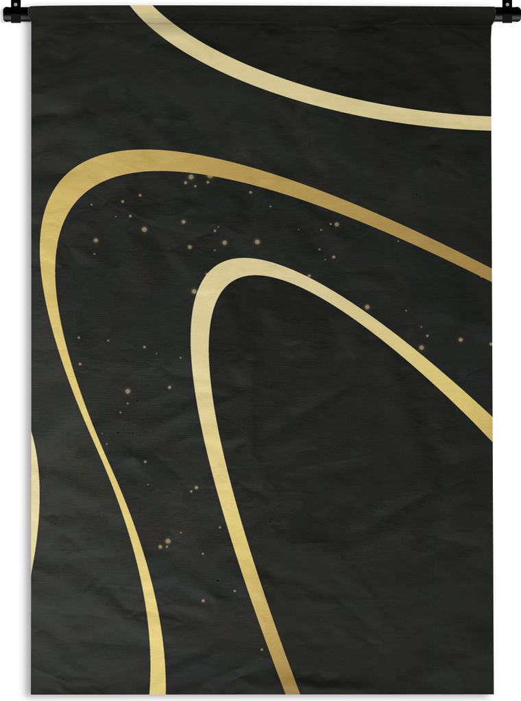 MuchoWow Wandteppich Wandbehang Goldene Wellen auf schwarzem Hintergrund 120x180 cm Tapisserie Dekoration Wandtuch - Schlafzimmer - Dekorationen ...