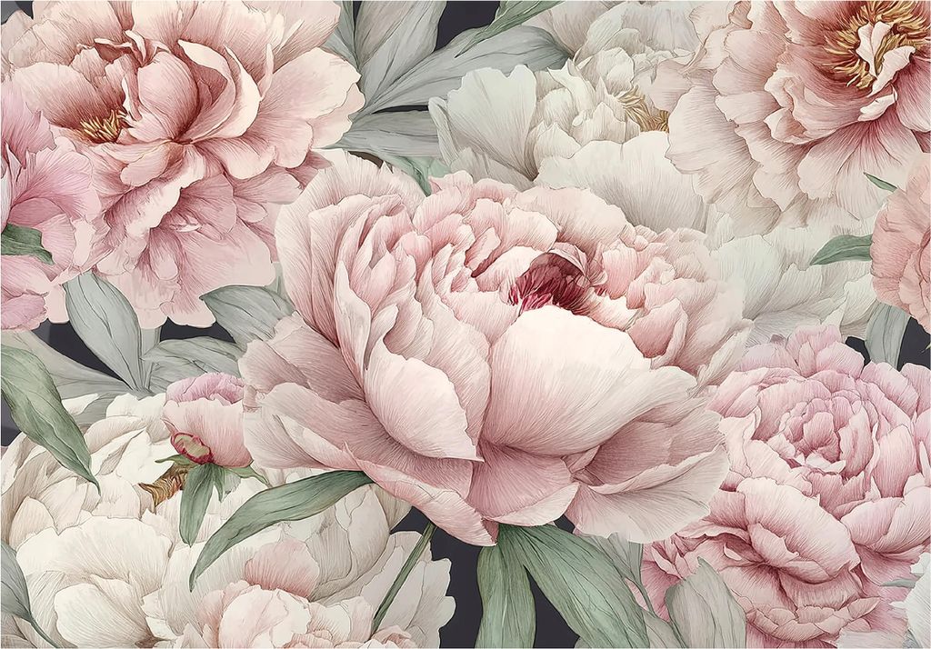 Fototapete Blumen Pfingstrosen Natur - 250x175 cm - Vliestapete Wohnzimmer Schlafzimmer - Vlies Fototapete Rosa - 16079VX5