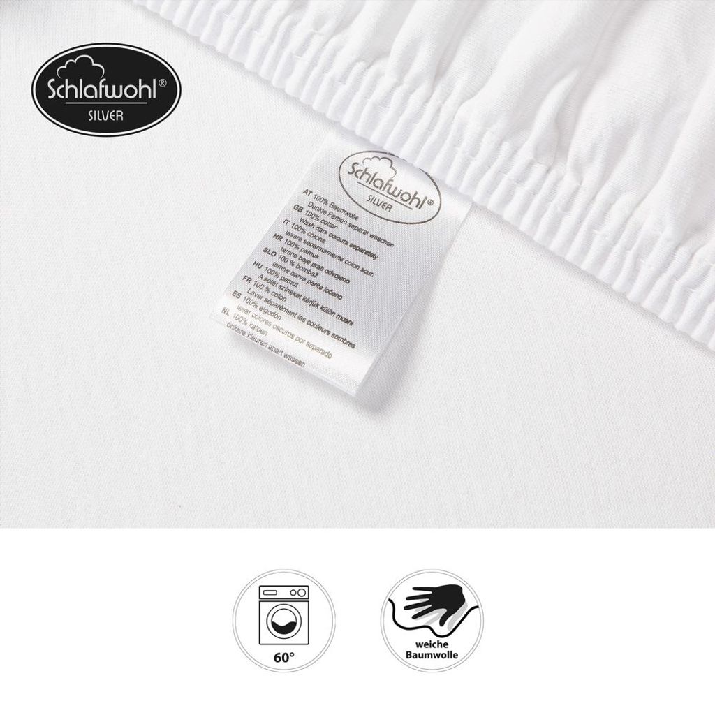 SCHLAFWOHL SILVER Jersey Spannleintuch mit 30cm Steg - versch. Größen und Farben, Größe:200 x 200 cm, Farben:Ecru