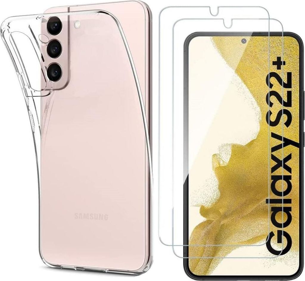 Hülle für Samsung Galaxy S22 PLUS 5G mit 2 Displayschutzfolien aus Hartglas Phonillico