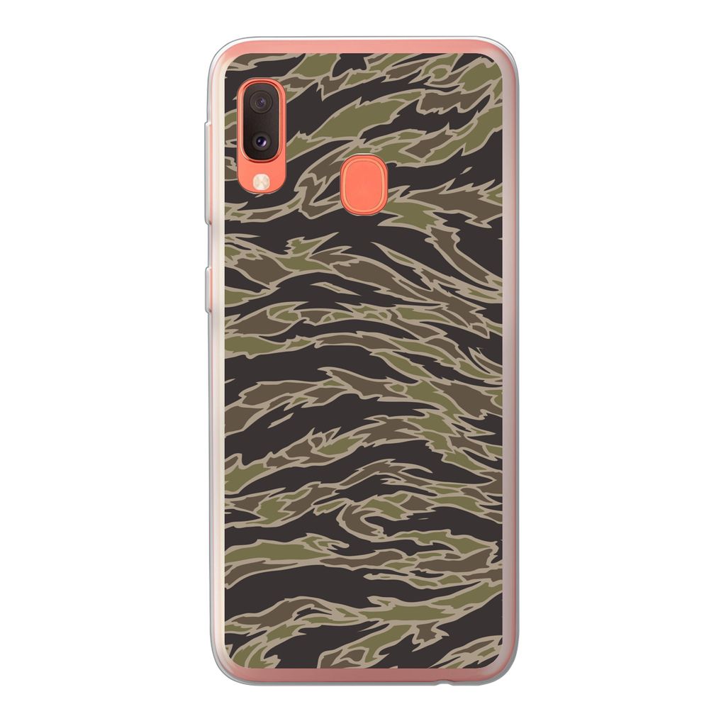 MuchoWow Handyhülle Schutzhülle Hülle für Samsung Galaxy A20e Camouflage-Muster mit Streifen Silikon Softcase Handy Hülle - Abdeckung