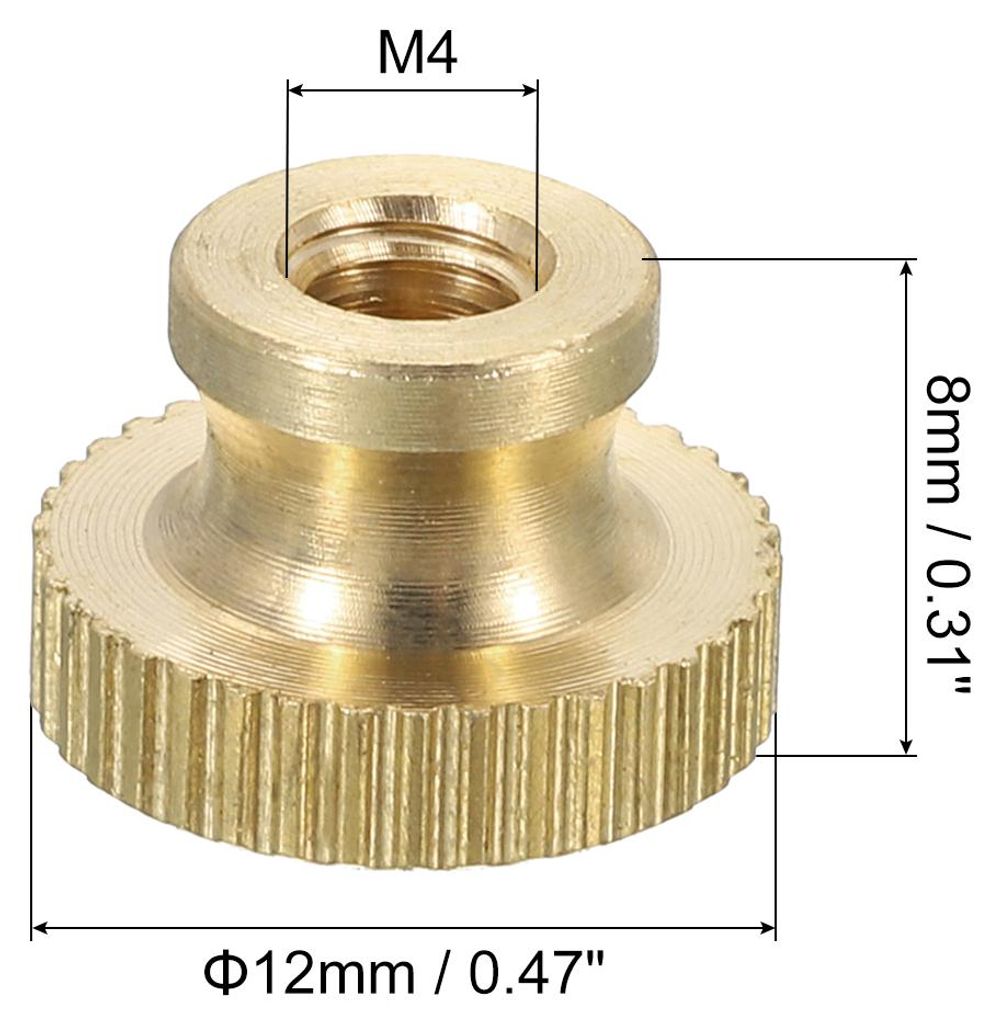 Ger?ndelte Daumenmuttern, 6 Stš¹ck M4 x D12mm x H8mm Messing Griffmuttern R?ndelmuttern Durchgangsloch mit Hohem Kopf Befestigungselemente fš¹r...