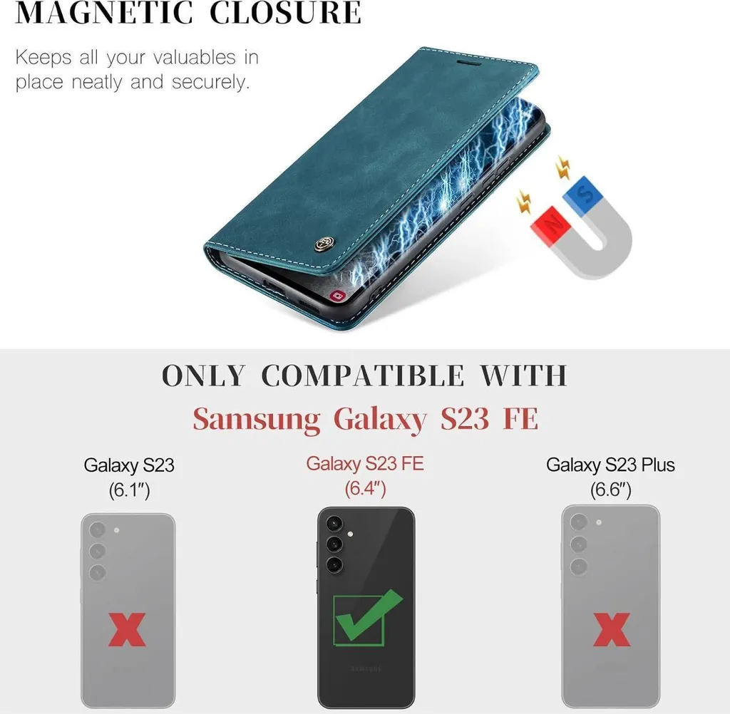 Housse Samsung Galaxy S23 FE Cuir Bleu Vert Anti-Choc et Anti-Rayures
