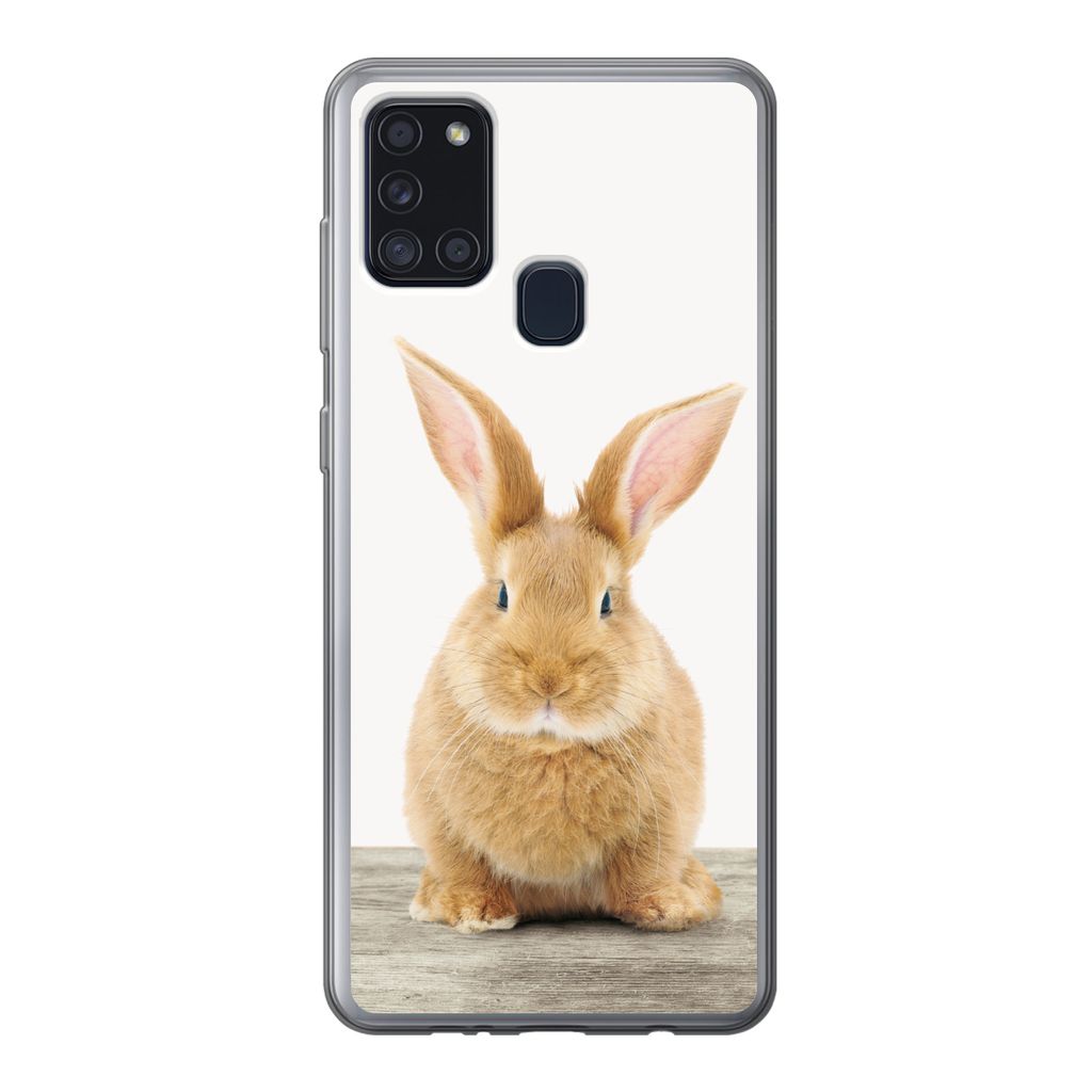 MuchoWow Handyhülle Schutzhülle Hülle für Samsung Galaxy A21s Kaninchen - Babykaninchen - Tiere - Kinder - Mädchen - Jungen Silikon Softcase...