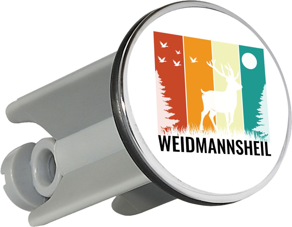 Huuraa Waschbeckenstöpsel Weidmannsheil Hirsch Wald 4cm höhenverstellbar Abflussstopfen Geschenkidee