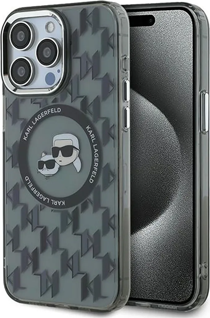 Cover iPhone 15 Pro Karl Lagerfeld Luxury Monogram Nero MagSafe