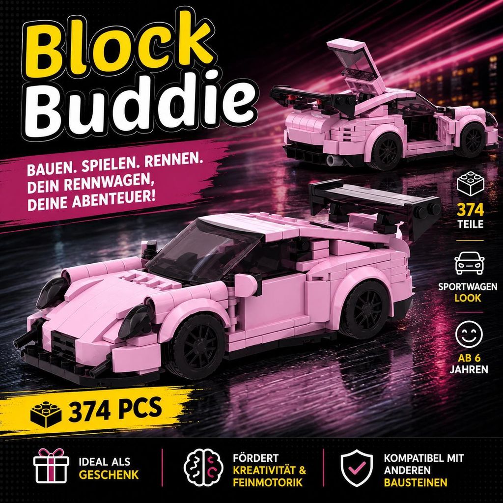 BlockBuddie™ GT3 RS inspirierter Sportwagen – 374 Teile – Produktbild 