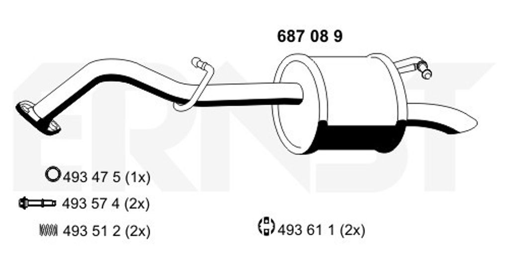 ERNST 687089 Endschalldämpfer für TOYOTA Yaris Schrägheck (P9) Auspuff