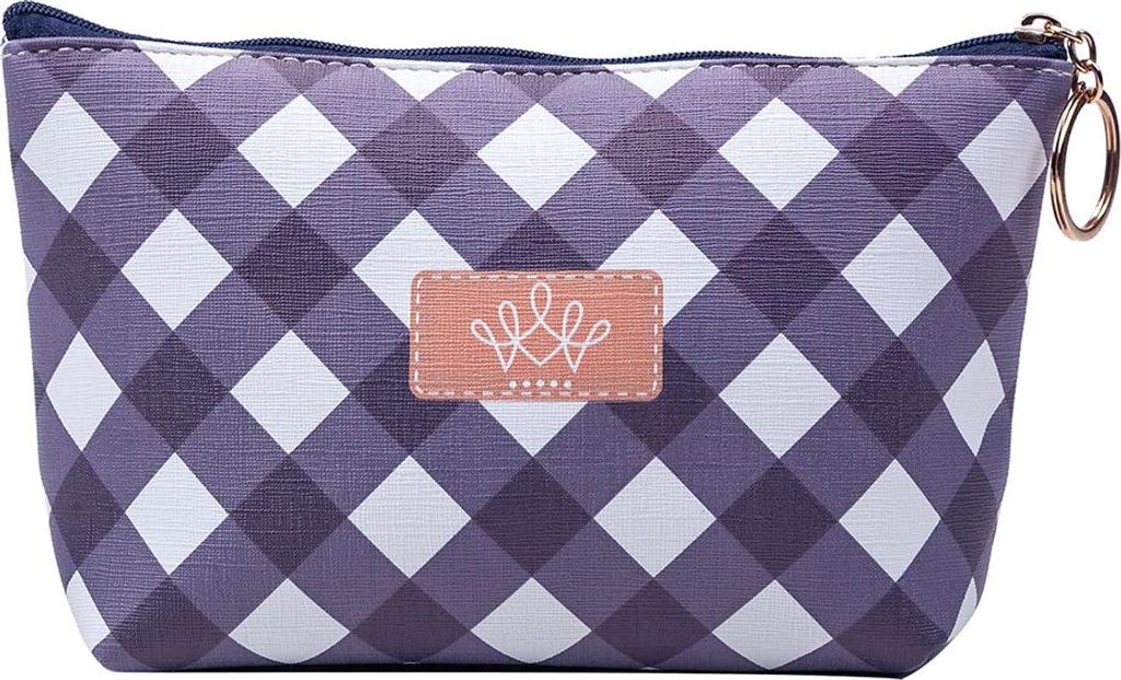 Clayre & Eef Damenkulturtasche 21x12 cm Violett Polyester Rauten