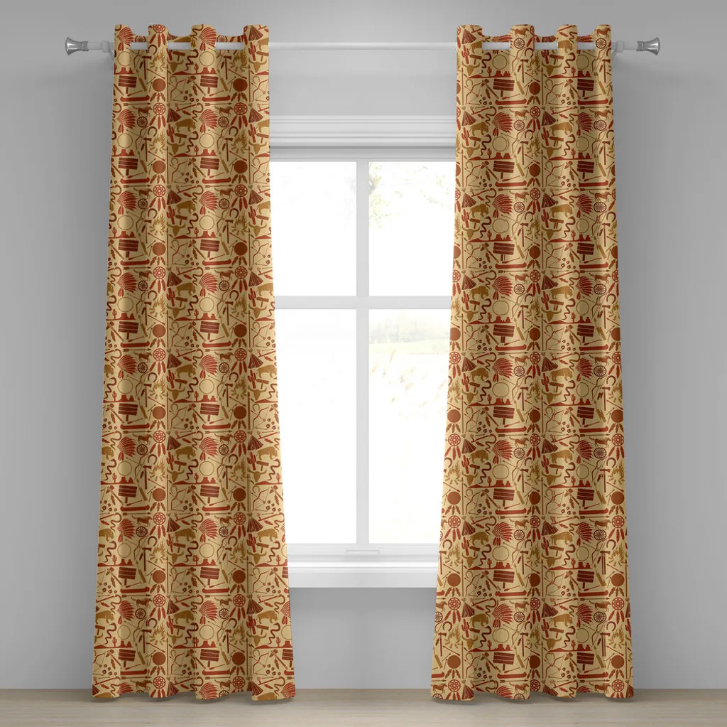 Rideau Western Motif Bisons et Flèches en Tissu Durable 280 x 175 cm