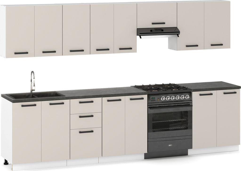 Küchenzeile Küchenblock moderne Küchenmöbel-Set Möbelsets 320 cm Kaschmir