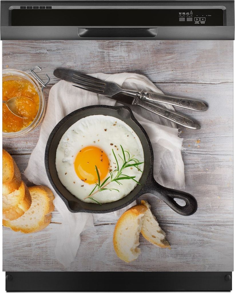 Aufkleber sticker 60x60 cm Dekorative folie Spülmaschine - Spiegelei knuspriges Baguette