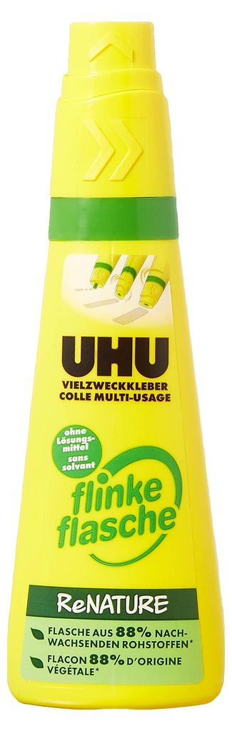 UHU Vielzweckkleber flinke Flasche Renature 100g, 60 °C, Produktbild 