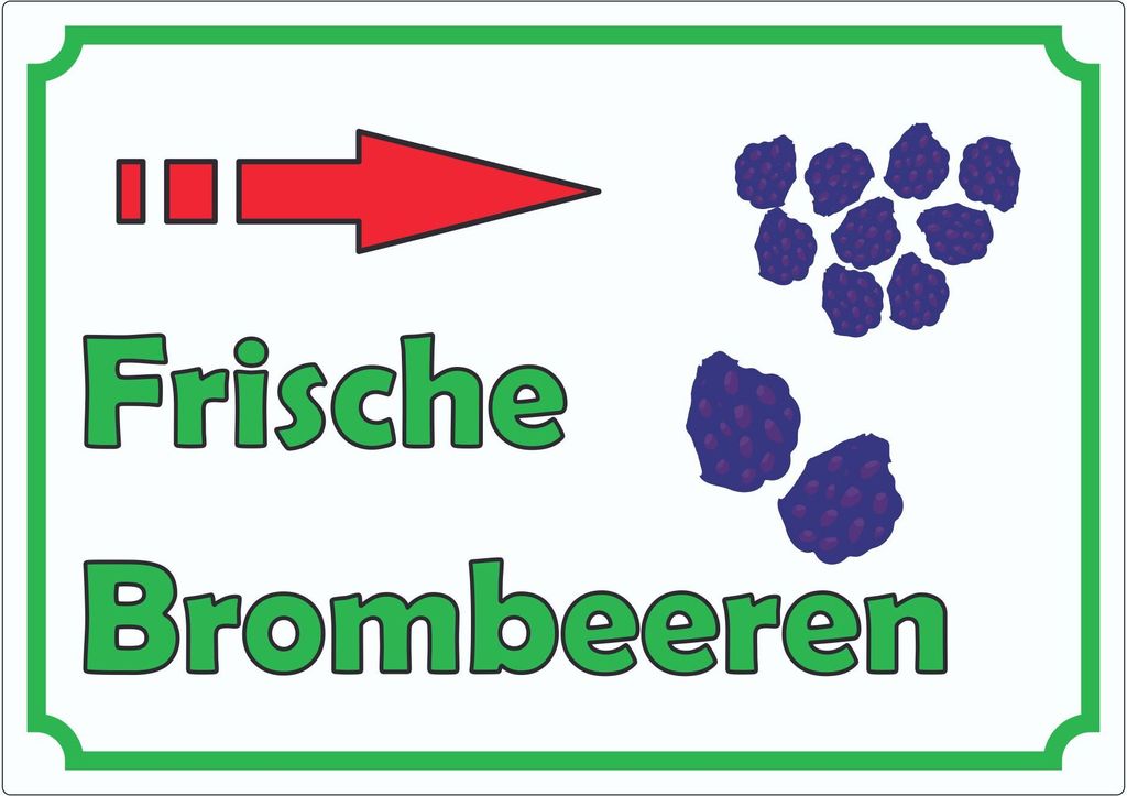 Werbeaufkleber Aufkleber Brombeeren mit Pfeil nach rechts A8 (52x74mm)