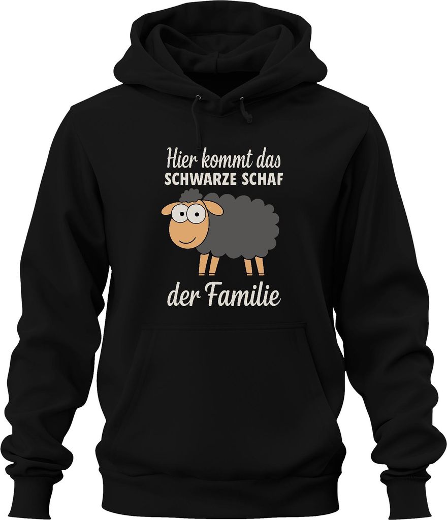 Hier kommt das schwarze Schaf der Familie lustiger Statement Spruch Uni Hoodie Kapuzenpullover, Schwarz, 3XL