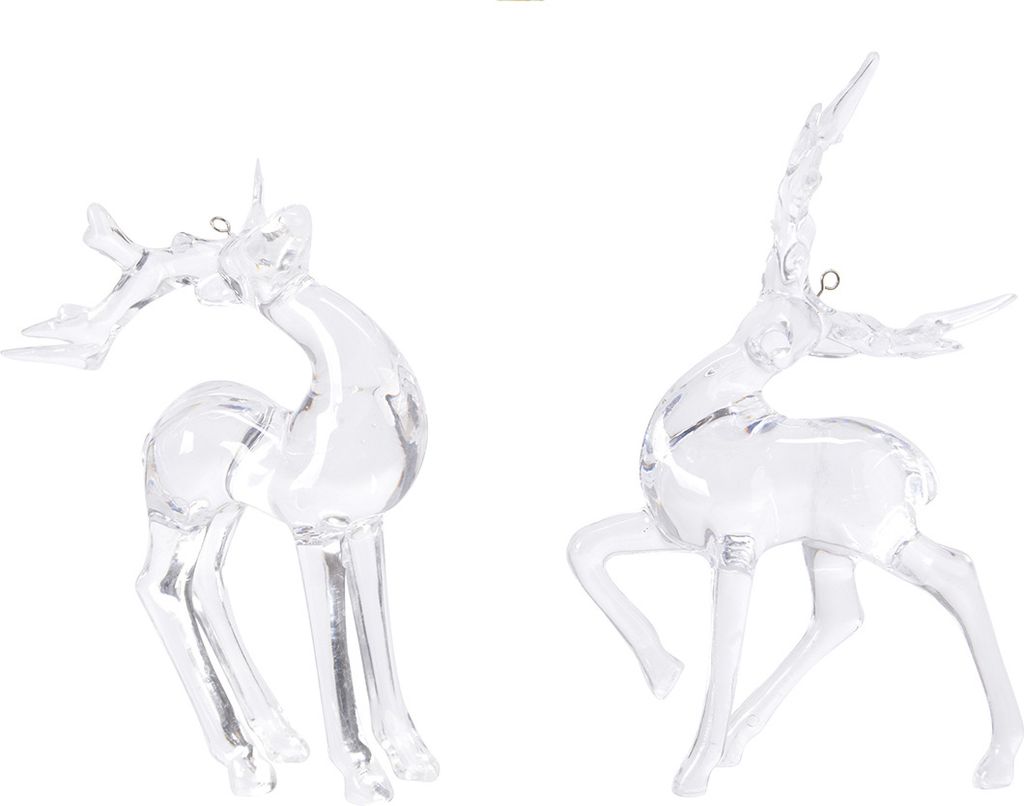 Christbaumschmuck Kunststoff Hirsch 13cm transparent, 1 Stück sortiert