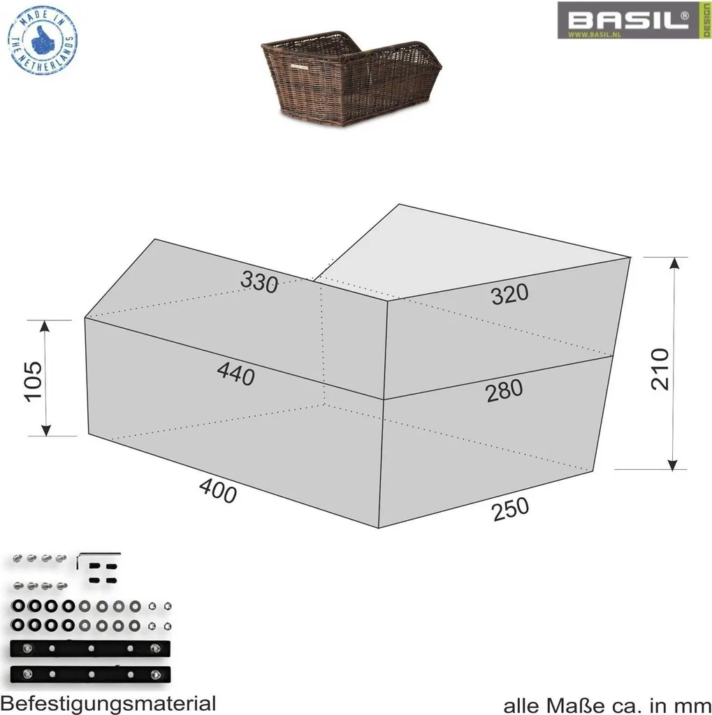 Basil Cento Panier Arrière Porte-Bagages - Idéal Courses et Bureau Marron - 4