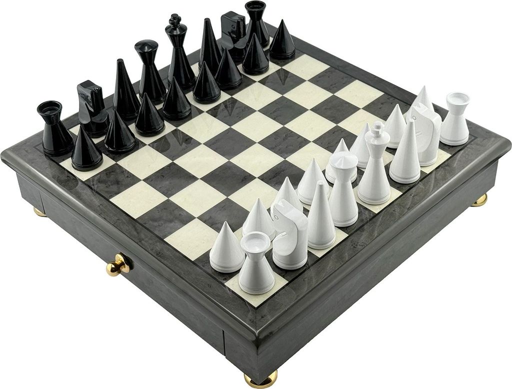 Italfama Modern Schach 32x32cm Holz Minimalistisch Geometrisch König 7.6cm
