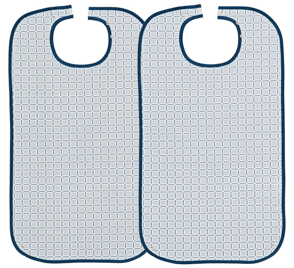 2er Set Erwachsenen-Lätzchen 100% Polyester, weiß/blau Produktbild 