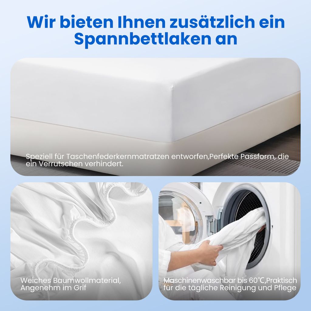 Portreen Matratze 140x200 cm, 7-Zonen Federkernmatratze mit Produktbild 4