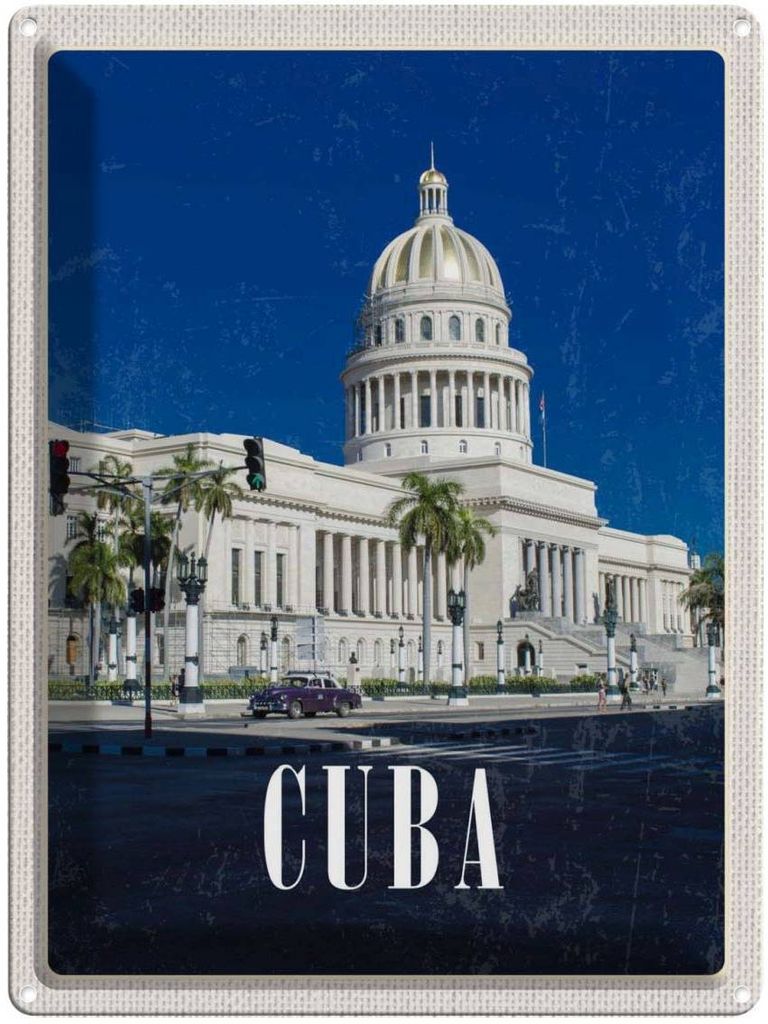vianmo Blechschild 40x30 cm Cuba Karibik Gemälde Sehenswürdigkeit Bildmotiv Reisemotiv Abenteuer Reisen Urlaub