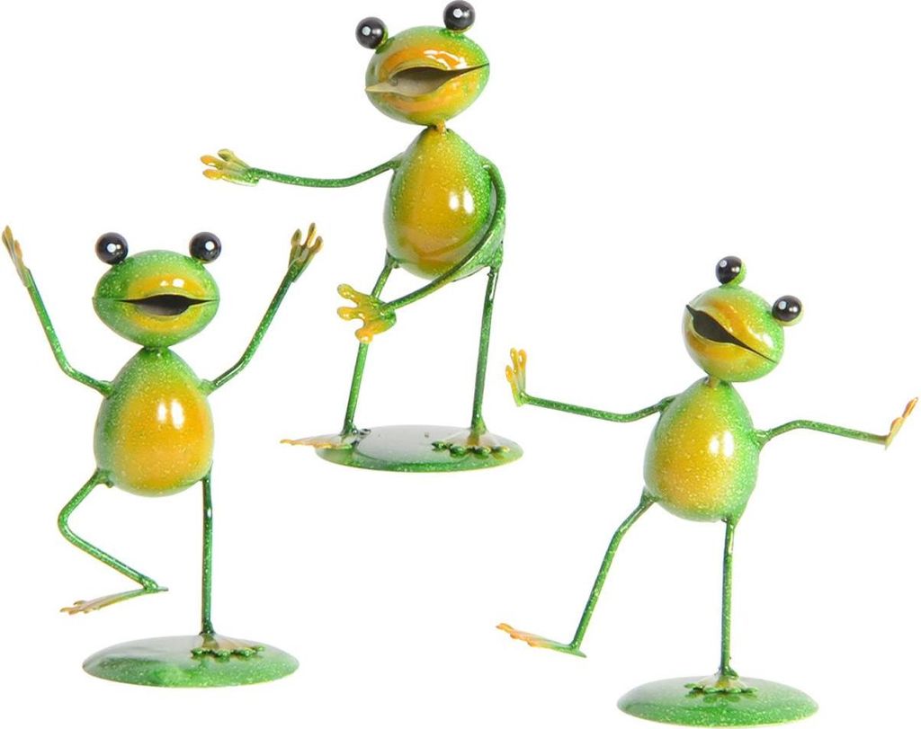 Exner | Frosch Dekofigur - 3er Set - Grün - Lustige Posen - Wetterfest und Handbemalt - Gartenfigur