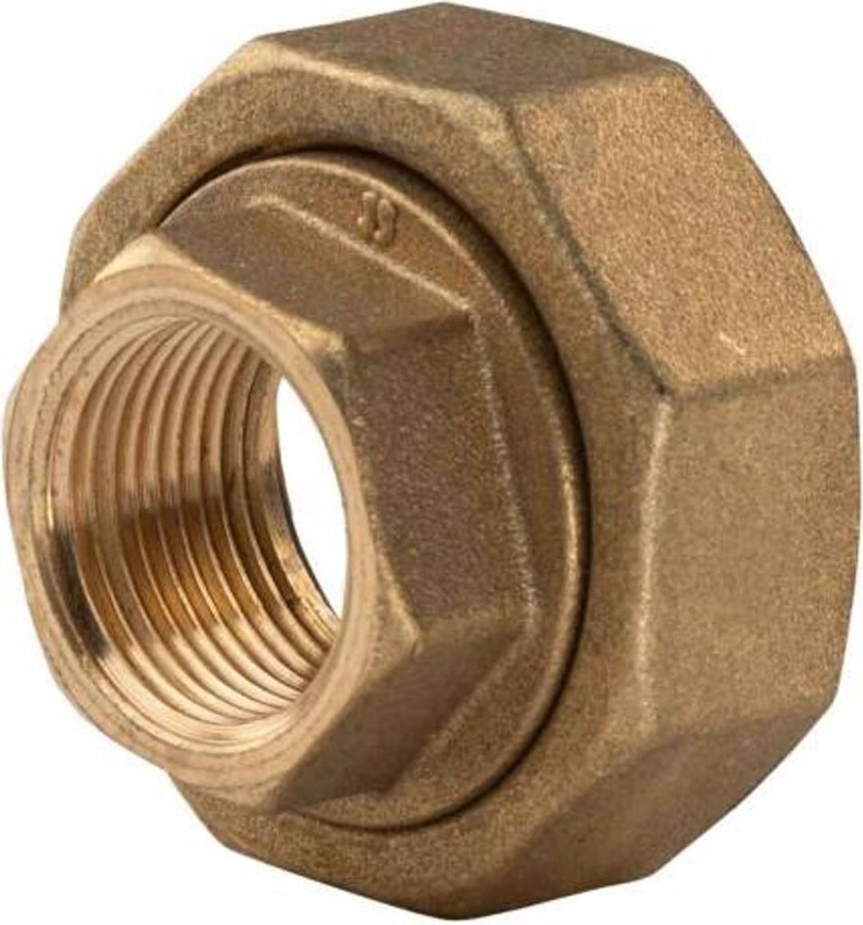 Messing Gewinde-Fitting Abgangsverschraubung mit Flachdichtung 1 1/2' (DN32) mit Überwurf 3/4' (DN20) IG