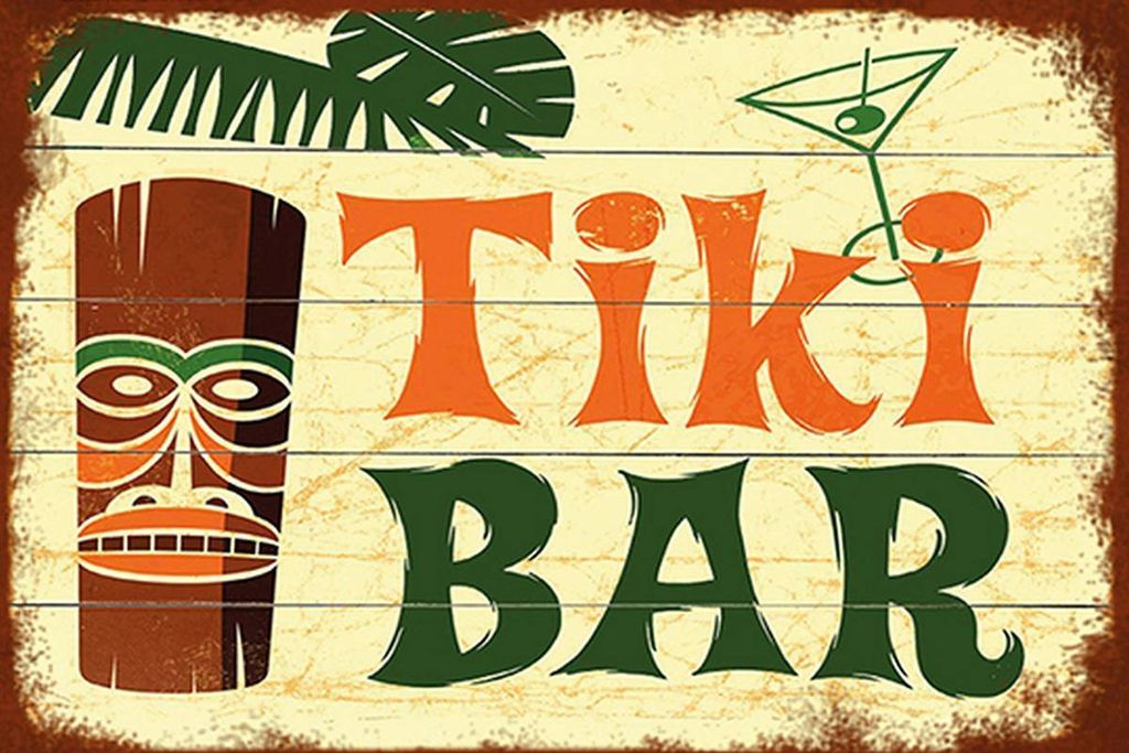 vianmo Holzschild 12x18 cm TIKI Bar Cocktail Produktbild 