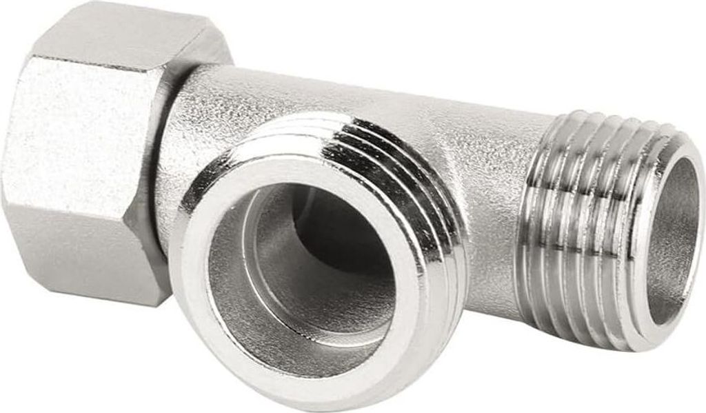 3-Wege T-Stück Verteiler (2 Stück), T-Stück 3/8 Zoll Abzweigverteiler für Eckventile, reines Kupfer, vernickelte Oberfläche, Toiletten T-förm...