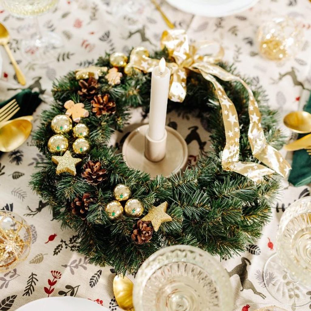 Creative Home Weihnachtskranz Gold Türkranz Weihnachten Tannenkranz Künstlich