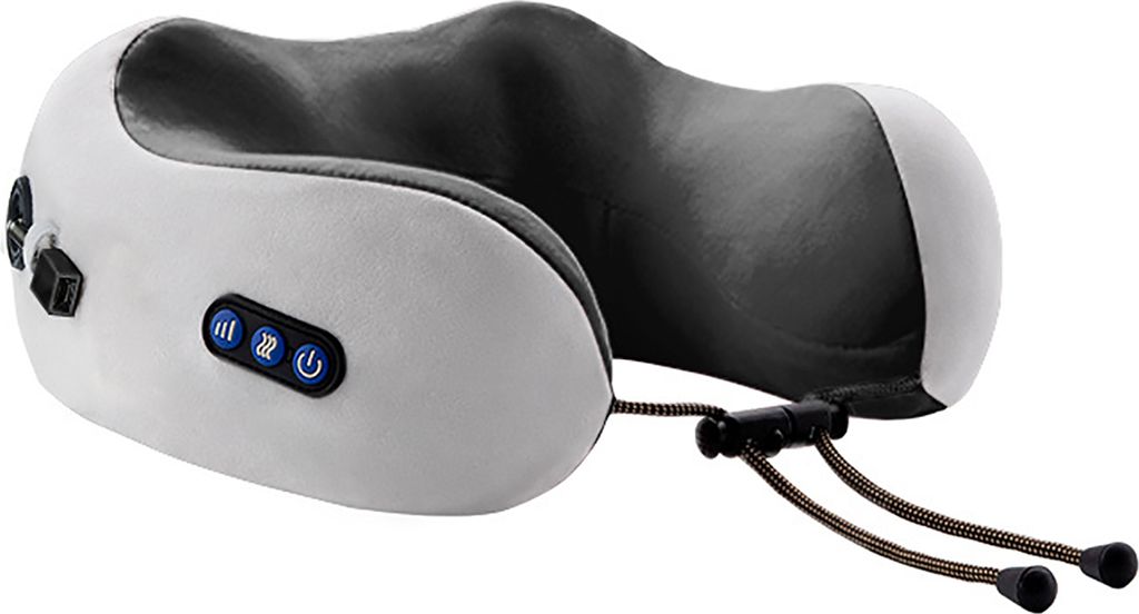 Massagekissen, Elektrisch-Reise-Nackenkissen, verstellbares Kissen, Surround-Kissen zum Schlafen Drei-Knopf-Kneten grau
