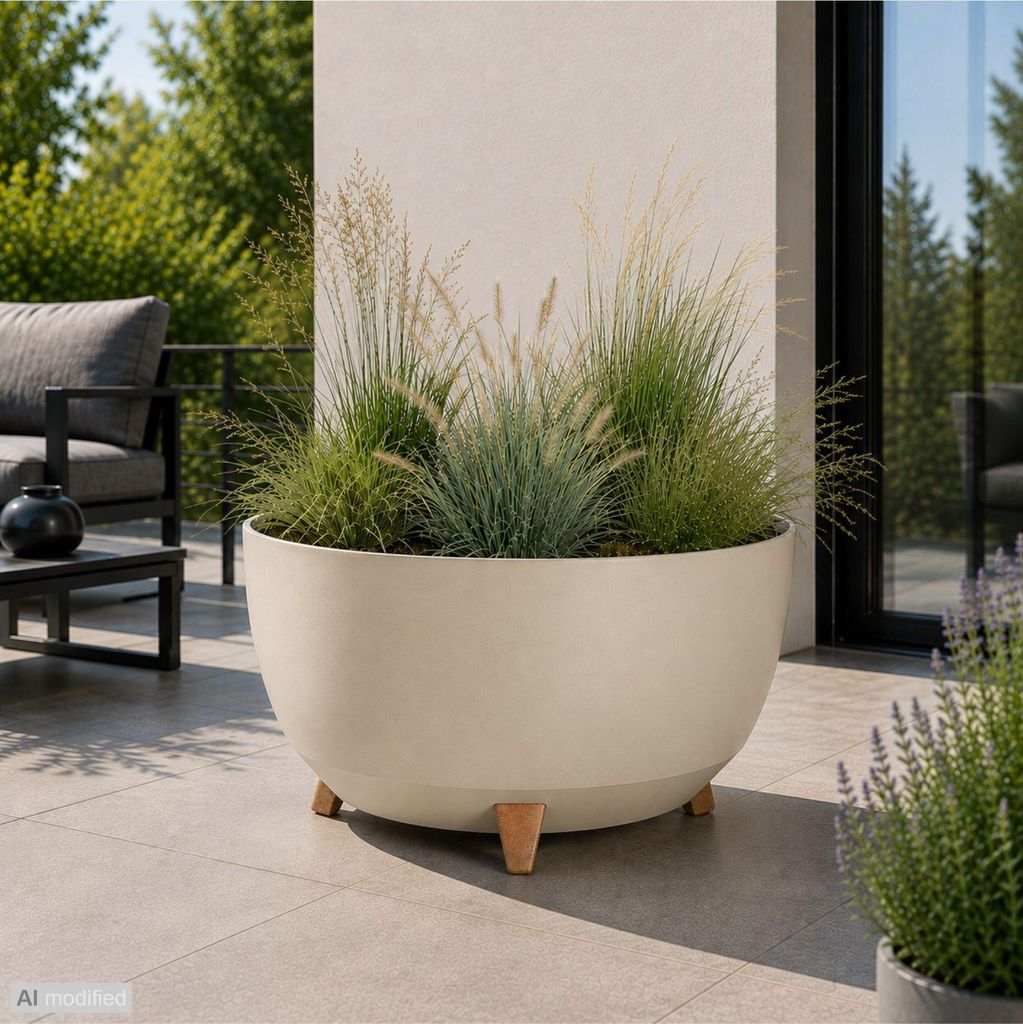 Milano Dekorativer Blumentopf mit Füßen sand XL Produktbild 
