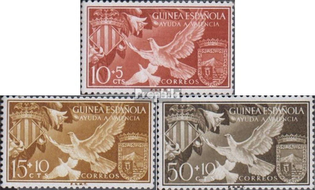 Briefmarken Spanische Besitzung Guinea 1958 Mi 338-340 Produktbild 
