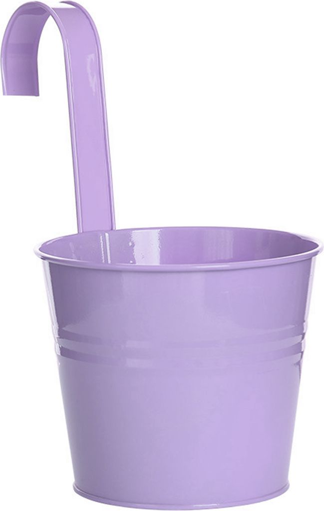 Hanging Eimer Kee-Resistant Feste Color Iron Haken Töpfe Balkonzubehör für Garten-Helles Lila ,Größen:L