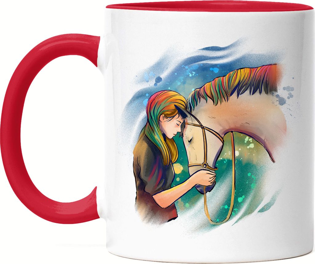 Pferd Tasse Rot Hengst Frau Liebe Pferdekopf Reiten Hobbie Tier Pferdeflüsterer Ausritt Pferdeliebhaber Reiterin