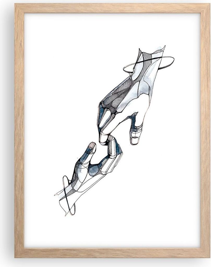 Gerahmtes Poster - Rahmen in heller Eiche - Surrealismus Hände Hilfe - 30x40 cm - Wand Bild - Wanddeko - Wandbilder - Kunstposter - Wandposter - B...