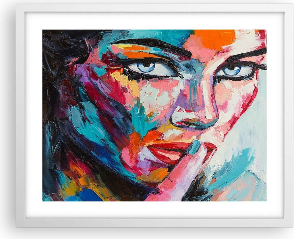 Gerahmtes Poster - Weißer Rahmen - Mädchen Gesicht - 50x40 cm - Wand Bild - Wanddeko - Wandbilder - Kunstposter - Wandposter - Bilderrahmen - Bil...