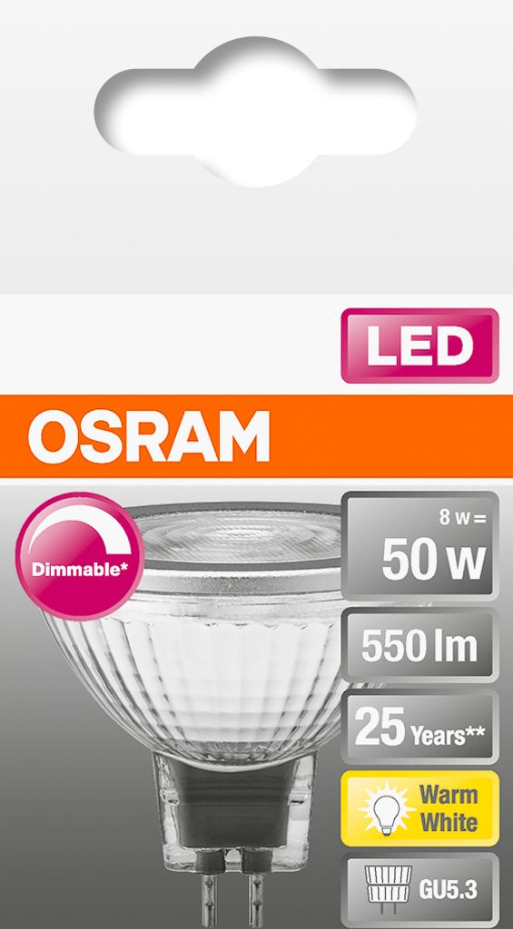 Osram SUPERSTAR, 8 W, 50 W, GU5.3, 621 lm, 25000 h, Produktbild 