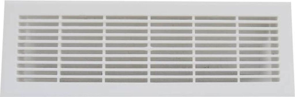 A white rectangular ventilation grille with horizontal slats.