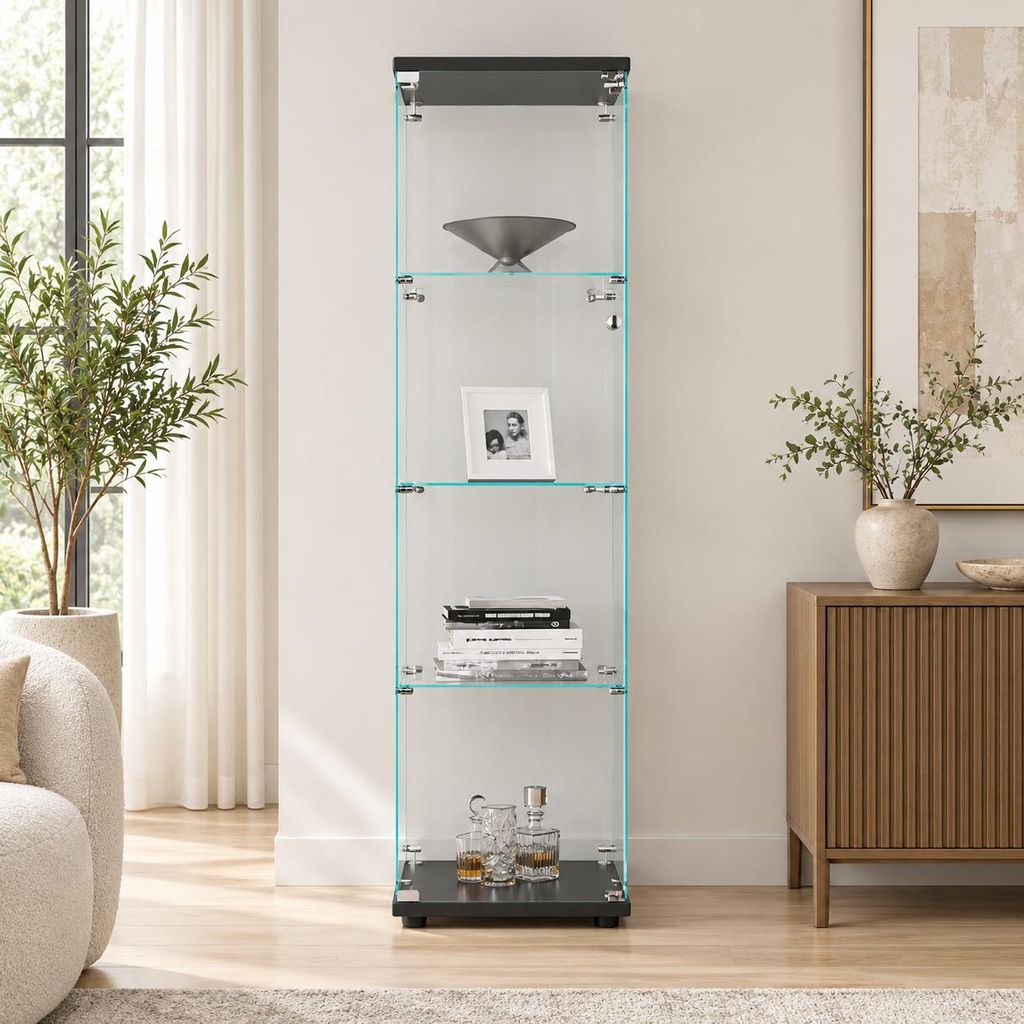 INONEFT Glazen vitrine met slot, enkelvoudige deur, 4 Productafbeelding 