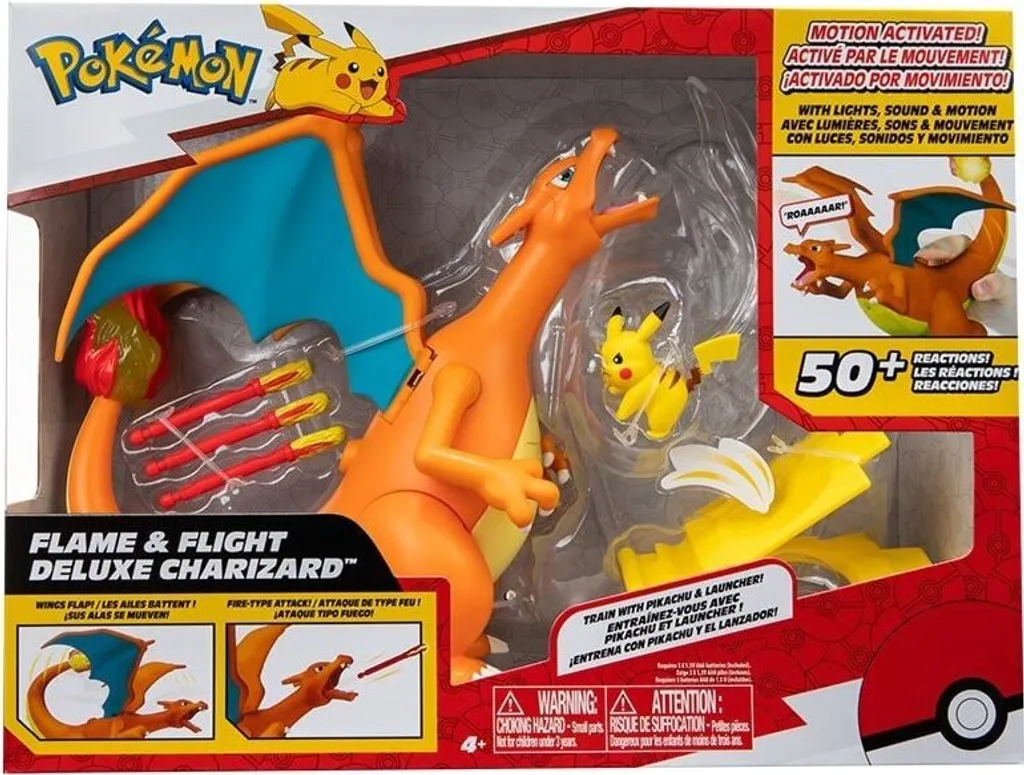 Pokémon Flamme et Vol Deluxe Charizard : Figurine Interactive Lumineuse