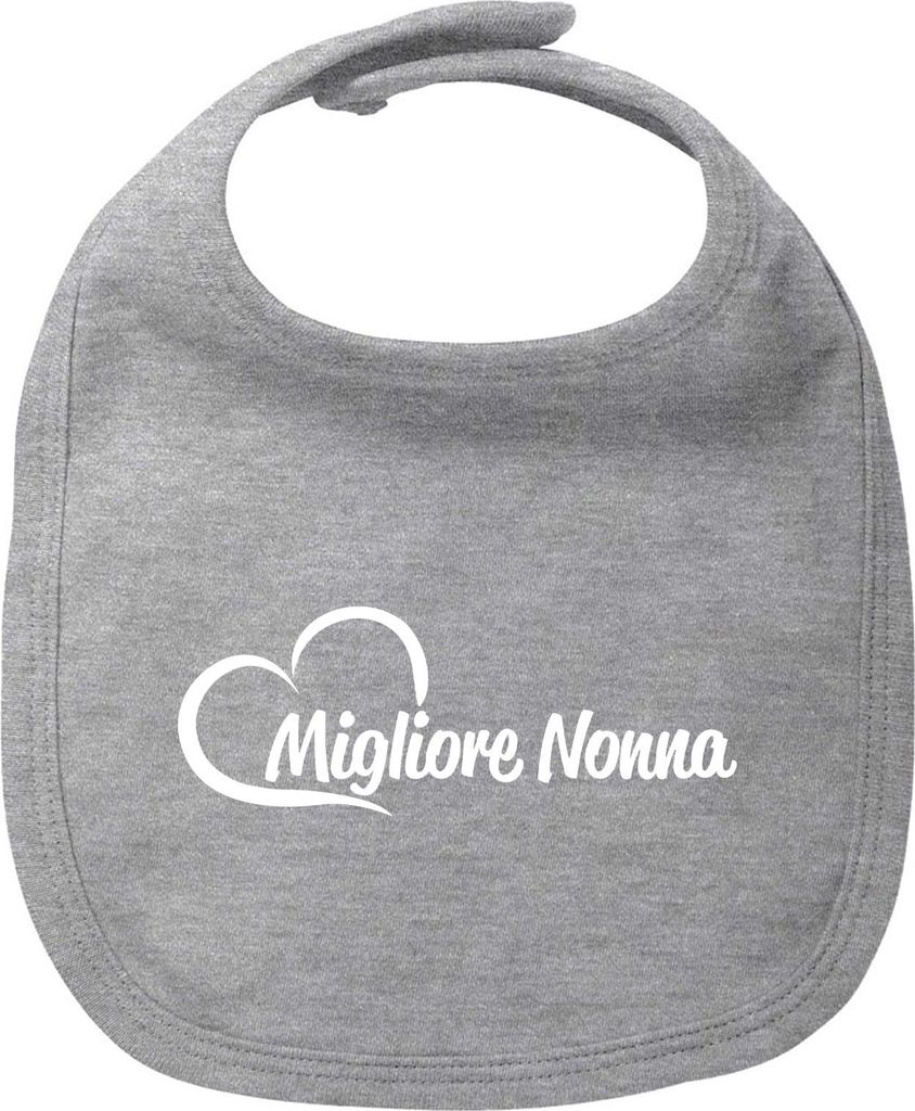 Huuraa Baby Lätzchen Migliore Nonna Cuore Heather Grey Klettverschluss Baumwolle Latz Geschenkidee