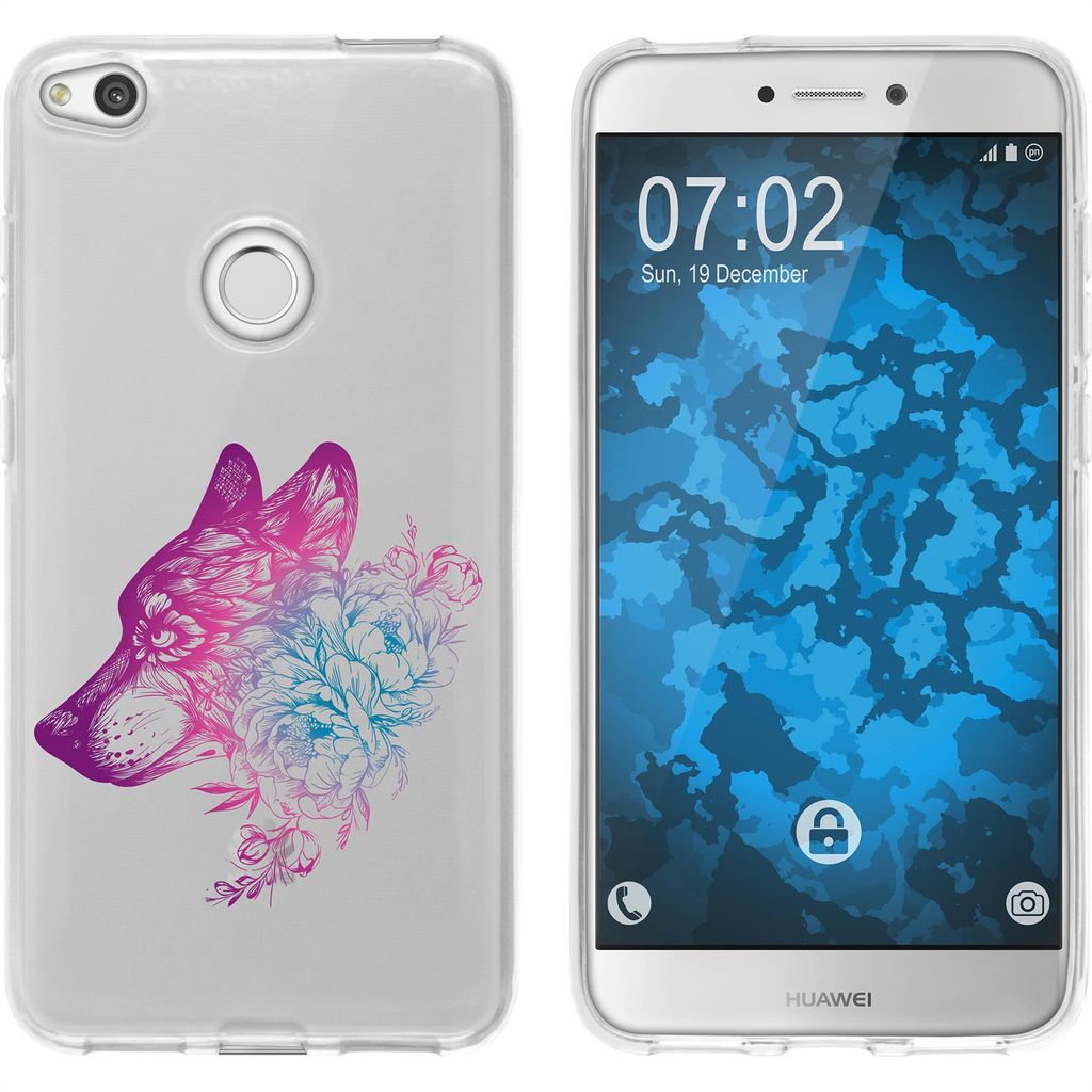 PhoneNatic Case kompatibel mit Huawei P8 Lite 2017 Silikon-Hülle Floral Wolf M3-6