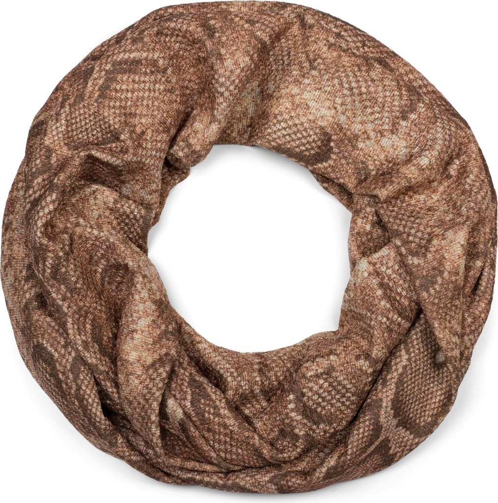 styleBREAKER Damen Loop Schal mit Schlange Phyton Muster und glitzernder Oberfläche, Schlauchschal, Tuch 01017127
