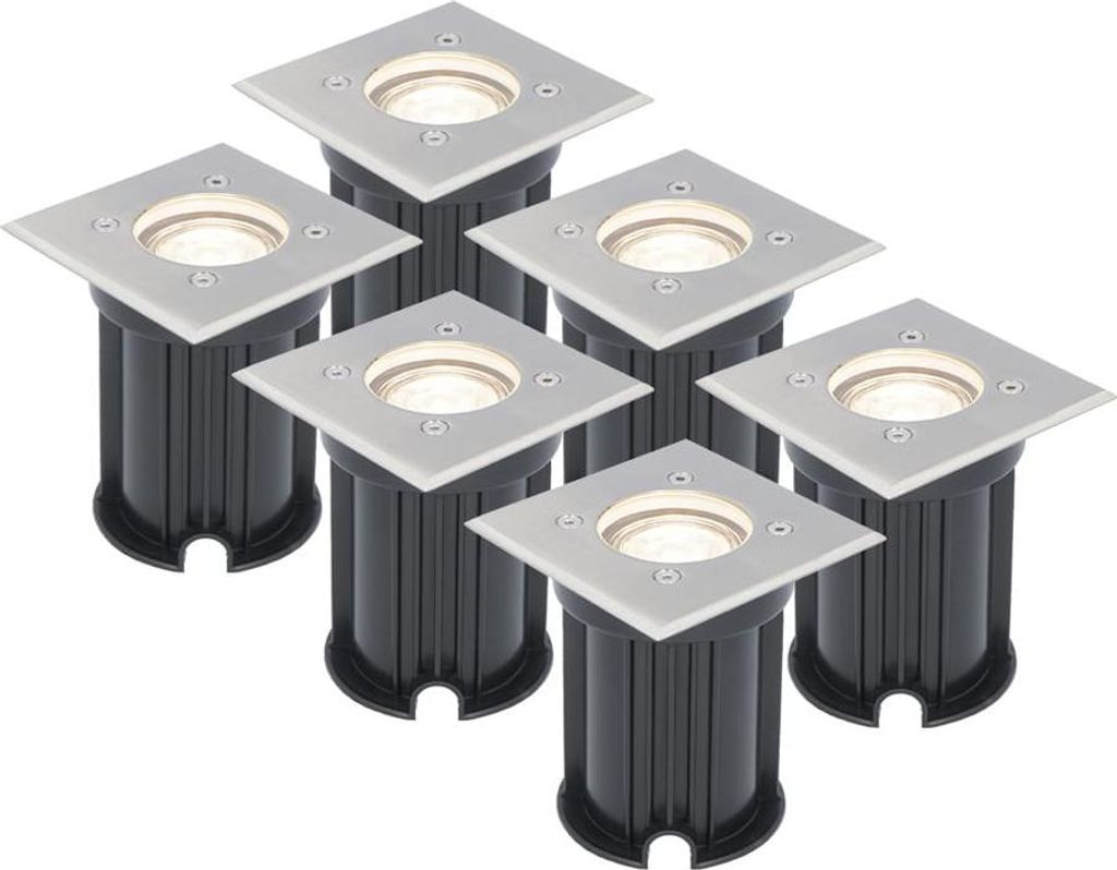 hoftronic LED Bodeneinbaustrahler 6x 4W 345lm 4000K Edelstahl IP65 Eckig
