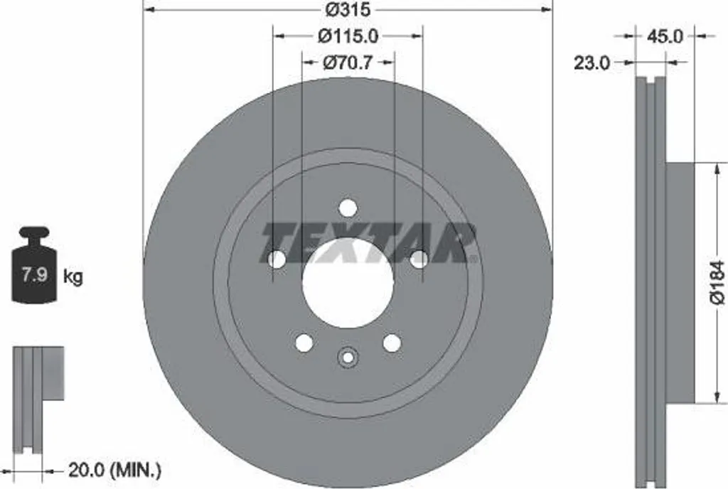 Disque de frein ventilé TEXTAR 92239803 compatible Zafira et OE 13502866