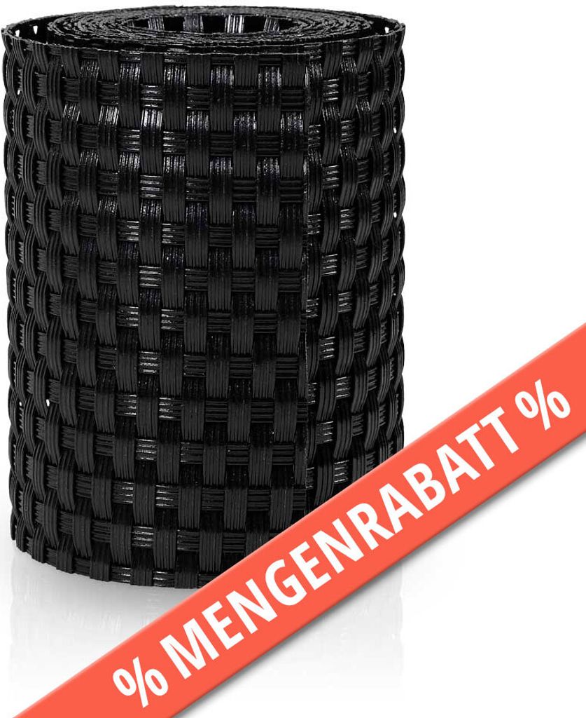 PE-Rattan Sichtschutzstreifen 255 cm x 19 cm schwarz