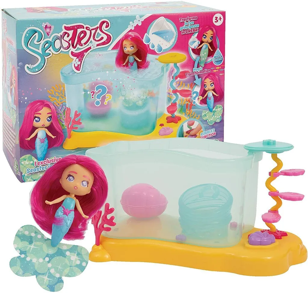 Seasters Aquarium à bulles et poupée sirène magique avec accessoires