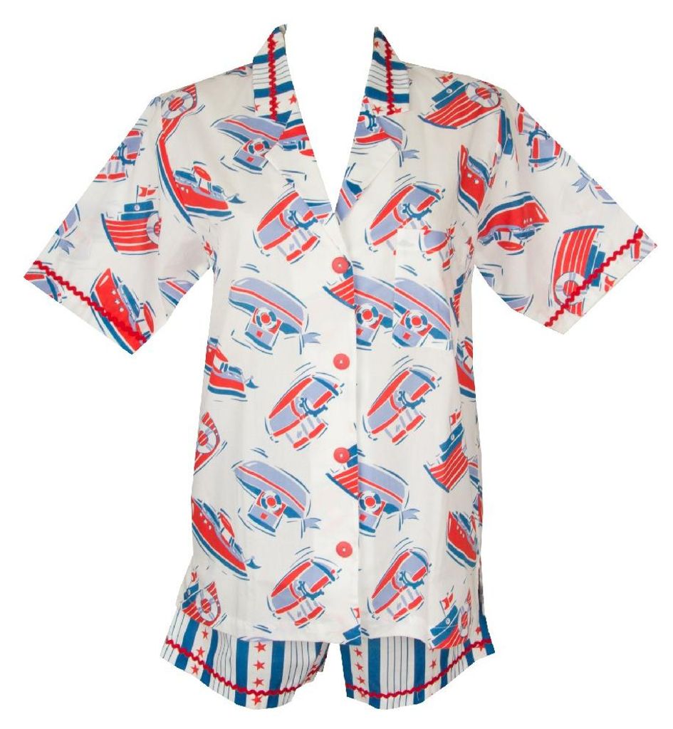 Pyjamas Frau Dame Kurzarm Baumwolle mit Knöpfen CRISTIAN BARATIER Artikel T70255, 3 - TERZA, Cotone 100%