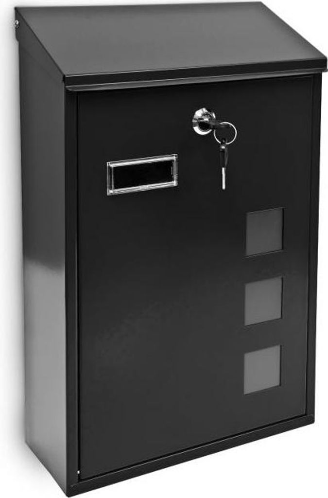 Briefkasten mit 3 quadratischen Sichtfenstern